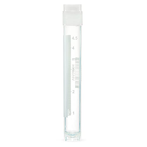 Globe Scientific CryoClear 3015-50 Polypropylene Barcoded Cryogenic Vial, 5mL Capacity, Sterile, External Threads, Attached Screwcap with Molded O-Ring, Round Bottom, Self-Standing (Case of 50)