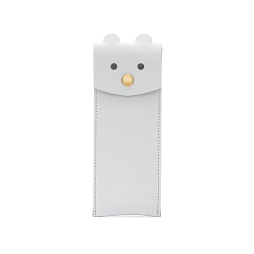 Image of Small Pencil Case Simple Pencil Pouch with Flap Opening Design Cute Pattern Stationary Storage Bag (Gray)