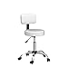 Drafting Adjustable Stool With Back - Salon Height Chair With Wheels for Comfort and Flexibility - Barstool With Backsupport for Massage - White