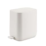 Veinvify 7 Liter 7L Bathroom Bins Kitchen Bin ABS Narrow Space W18cm with Seamless Soft Lid Trash Can Rubbish Dust Bin Waste Bin Kitchen Garbage Can Pedal Beige