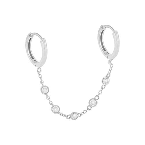 WZGWDC 1 Pc Pendientes de Aros Dobles para Mujer Pendientes Piercing de circonio Oreja Hebilla joyería Pendientes