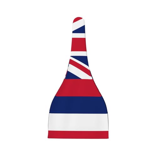 Newborn Baby Hat, Hawaii Flag Print Soft Top Knot Beanie Cap, Cute Baby Headwear for 0-6 Months Black2