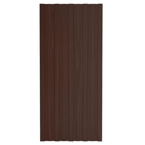 Panneaux de Toiture Plaques tôles profilées/ondulées tôle trapézoïdaleInoxydable Protection Toit cabane abri-Marron-100 x 45 cm/12x