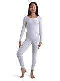 Capezio Big Girls' Team Basic Long Sleeve Unitard, White, Medium