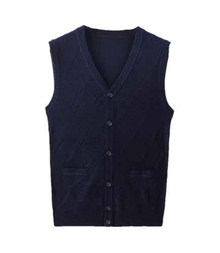 Men Knit Vest Sleeveless Cardigan Sweater Buttons Down V Neck Casual Office Sweater