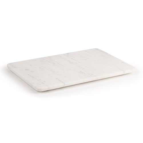 EHC Natural Marble 3 in 1 Chopping Board, Serving Tray Or Decorative Tray with Anti-Slip Pads, Multi-Purpose Kitchen & Serving Boards, Medium, White, 30 x 20 x 1.5 cm