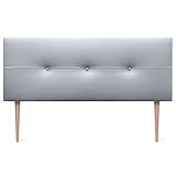 DHOME Cabecero de Polipiel o Tela AQUALINE Pro cabeceros Cabezal tapizado Cama Lujo (Polipiel Plateado, 160x105cm con Patas (Camas 150/160))