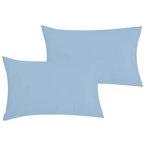 P'tit Basile - Baby Toddler cot Bed Pillow Pair Cases - 40x60 cm - Sky Blue - 2 Pack 100% Soft Organic Cotton Plain Pillowcases - Oeko-tex Certified - Envelope Closure, Machine Washable Cover