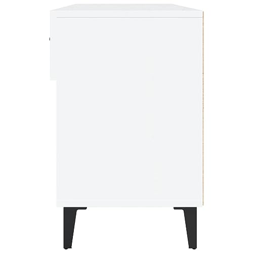 Meuble à chaussures moderne blanc brillant 102cm avec 4 compartiments - 8