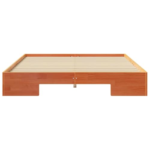 Vidaxl Struttura Del Letto In Legno Di Pino, Marrone Moderno, 150 X 200 Cm, Senza Bisogno Di Assemblaggio, Finitura Opaca Liscia, Robusto E Con Spazio Ideale Per Riporre, Perfetto Per Adulti, Una So - 7