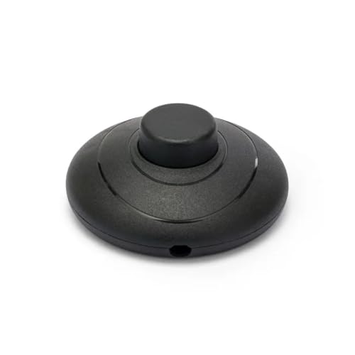 Interruttore a pedale per lampada, colore nero, 220V 230V 2A, 68 x 30 mm, fissaggio del cavo a vite, ideale lampade da tavolo, da terra, scrivania, camera da letto, comodino, a pulsante, a pressione