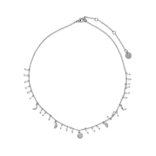 Pura Vida 14" Silver Bead & Metal Choker Necklace - Statement Necklace With Moonstone & Synthetic Opal - Silver Necklace For Women, Necklaces For Teen Girls, Boho Jewelry For Women - 3" Extender #TOP18