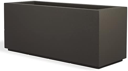PolyStone Milan Tall Modern Outdoor/Indoor Rectangular Trough Planter, 46" L X 17" W X 19" H, Lightweight, Heavy Duty, Weather Resistant, Polymer Finish, Commercial and Residential (Slate Gray)