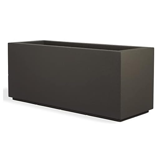 PolyStone Milan Tall Modern Outdoor/Indoor Rectangular Trough Planter, 46" L X 17" W X 19" H, Lightweight, Heavy Duty, Weather Resistant, Polymer Finish, Commercial and Residential (Slate Gray)