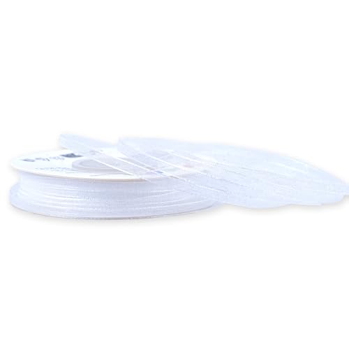 Creativery Ruban en Organza 3 mm x 50 m Ruban Cadeau en Mousseline de Soie Ruban blanc