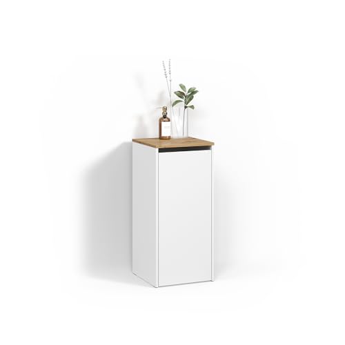Livinity Mueble de baño Paolina, Blanco/Artesano, 40.2 x 88.2 cm con cesto para la Ropa