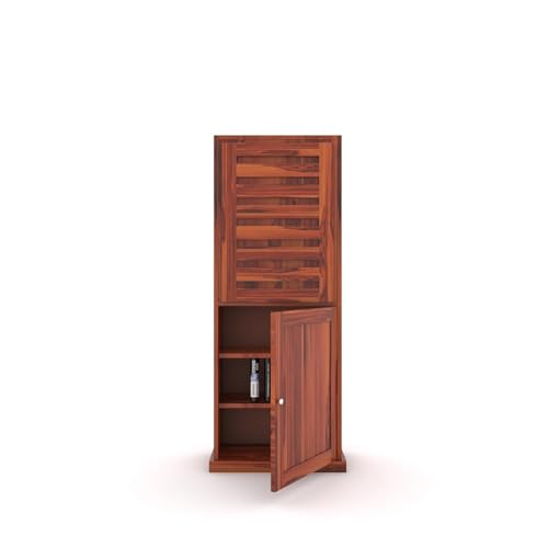 Image of SUNCOM Solid Sheesham Wood Foldable Study Table for Adults | Computer Table for Home | Office Table for Office Work | Work from Home Table with Door Cabinet & Shelf Storage | Rosewood, Natural