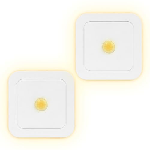 CECOMBINE 2 Stück LED Nachtlicht Steckdose mit Bewegungsmelder & Dämmerungssensor, Warmweißes mit 3 Modi (AUTO/AUS/EIN), Sanfte Helligkeit, für Kinderzimmer, Treppen, Flur, Küche, Schlafzimmer
