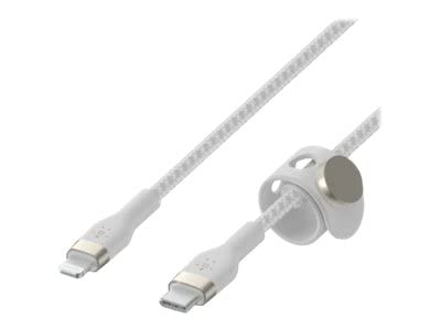 Belkin BoostCharge Pro Flex örgülü USB-C/Lightning kablosu, 1 m, MFI sertifikalı, 20 W, hızlı şarj için, PD Power Delivery ile, iPhone 14/14 Plus, 13, 12, Pro, Max, mini gibi cihazlar için, beyaz