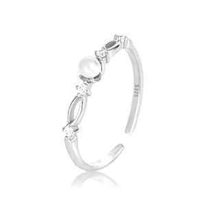 Sterling Silver Pearl Ring,Stackable Rings Pearl Hammered Ring Cubic Zirconia Thin Band Ring High Polished Rings Wedding Band For Women Men