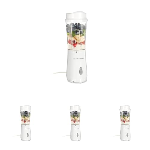 Image of Hamilton Beach Portable Blender for Shakes and Smoothies, 14 Oz BPA Free Travel Cup & Lid, Durable Stainless Steel Blades, Personal Smoothie Blender, White (51101V) (Pack of 4)