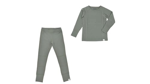 Woolino Merino Wool Base Layer for Kids - Super Soft Kids Long Sleeve Thermal Top and Leggings - All Natural Base Layer Shirt and Bottoms - Sage
