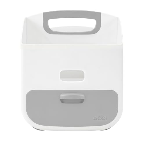 Image of Ubbi Portable Diaper Changing Station Diaper Storage Caddy Organizer with Folding Changing Mat, Stores Baby Diapers, Wipes and Baby Accessories, Gray