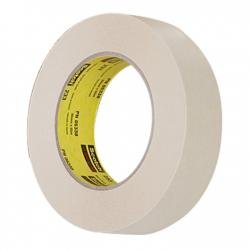 3M 233 Crepe Paper Automotive Refinish Masking Tape, 250 Degrees F Performance Temperature, 30 lbs/in Tensile Strength, 55m Length x 1-1/2" Width, Tan