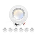 ECOELER 6 Pack 5/6 Inch 5CCT LED Retrofit Recessed Lighting, Dimmable Recessed Can Lights, 16.5W 1200LM Downlight with Aluminum Trim, 2700K/3000K/4000K/5000K/6000K Adjustable, ETL & FCC Listed