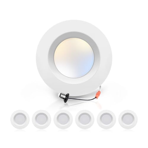 ECOELER 5/6 Inch LED Can Lights Retrofit Recessed Lighting, 2700K-6000K 5CCT Selectable Recessed Lights, 16.5W 1200Lm, LED Dimmable Downlight for Kitchen, Bathroom, ETL & FCC Listed, 6 Pack