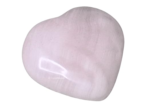 Image of Certified Pink Calcite Crystal Heart Palm Pebbles Stones for Anxiety Stress Relief Massage - AAA Grade Original Healing Gemstone Agate Heart Palm Stone for Yoga Meditation Spiritual