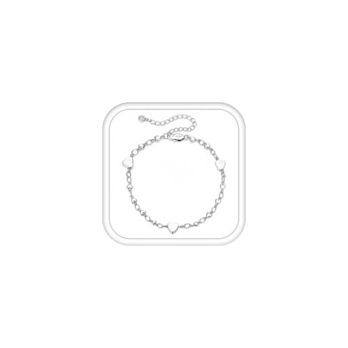 Image of ADRAMATA Sterling Silver Bracelet for Women Heart Bracelet with Shiny CZ