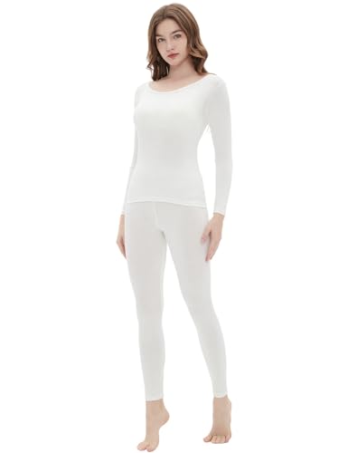 Vinconie Women's Thermal Underwear, White, XS-S
