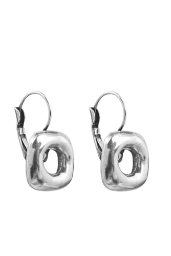 Ciclon1998 - pendiente cuadrado con volumen con tuerca - bañado en plata de ley - joya artesanal - ideal para regalo - coleccion Cubica - 192631