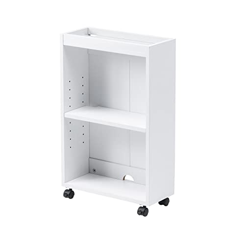 ホワイト　White 食器棚　本棚　収納棚　用途多数　使いやすい　キャスター付き イーサプライ マルチラック 本棚 スリム キャスター付き EEX-WG06WH