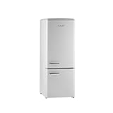 iio 7 Cu Ft Bottom Freezer Retro Refrigerator, Small, with Mini Fridge for Bedroom, 3 Glass replacement Shelves, LED Light,1 Crisper, 2 Drawers (White)