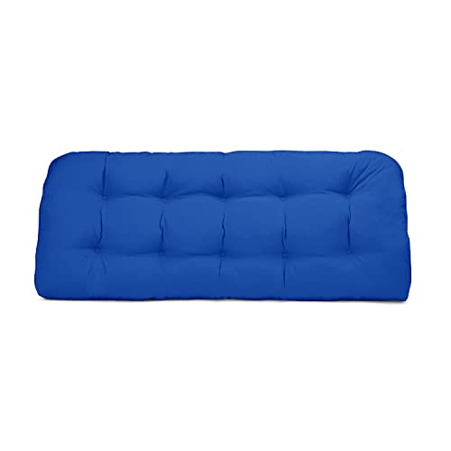 LOVTEX Getuftete Bankkissen für Outdoor-Möbel, wasserdicht, 111,8 x 48,3 cm, Terrassenschaukelkissen, Blau - überfüllte Indoor/Outdoor Loveseat Kissen mit runden Ecken Cover