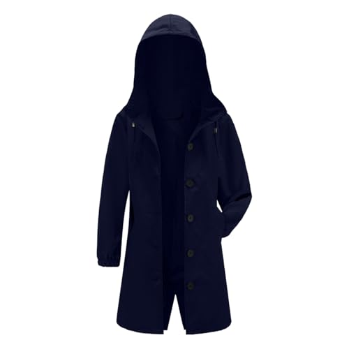 Genérico Anorak largo mujer para actividades al aire libre resistente al viento impermeable ideal senderismo camping ocio amplio, Azul oscuro., XXXL