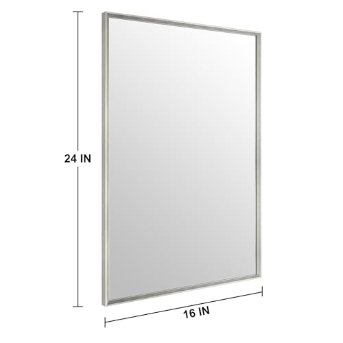 Image of Bathroom Mirror for Wall, 24x16 Inch Framed Vanity Mirror Brushed Nickel