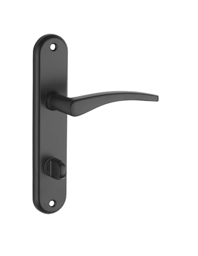 THIRARD Ensemble de Poignées pour Salle de Bain, Toilette, Vesta à Condamnation, Carré 7 mm, Entr'axes 165 mm, Noir, Aluminium Embouti, Design Esthétique,...