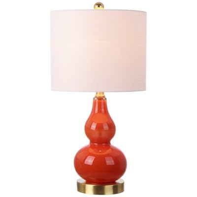 JONATHAN Y Anya Gourd Glass Table Lamp 20.5 Mercury Silver Set of 2 | Modern White Linen Drum Shade Bedside Nightstand LED Bulbs Included Chrome Metal Base product thumbnail 14