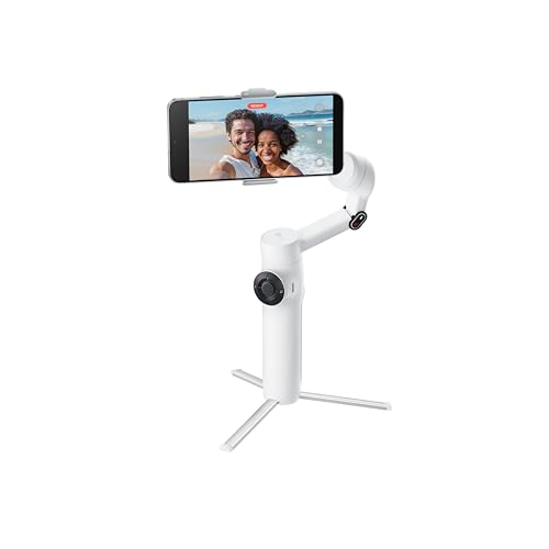 Image of Intsa360 Flow 2 White Gimbal Stabilizer for Smartphone - Foldable AI Phone Gimbal, AI&Multi-Person Tracking, Built-in Tripod /Selfie Stick, Remote Control, iPhone /Android Phone Stabilizer, Travel&Vlog