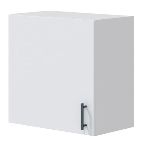 PEGANE Meuble à Suspendre, Meuble Haut pour Cuisine avec 1 Porte Coloris Blanc Brillant - Hauteur 59 x Longueur 60 x Profondeur 34 cm
