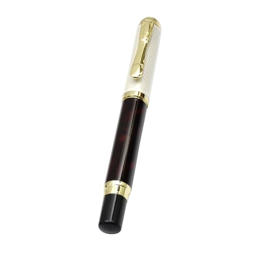 Image of Lestylo Dikawen 821 Silver Mesh Heavy Metal Body Signature Series With Gold Plated Trims Fountain Pen
