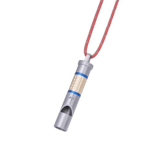 iBasingo 120dB Titanium Whistle Emergency Survival Safety Gear Camping Signal Whistles with Lanyard Loud for Outdoor Hiking Coaches Training Sports Keychain Whistle Signaling Tool Ti9013O
