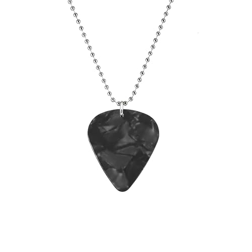 Collier punk en argent avec pendentif cœur de guitare pour style rock au quotidien