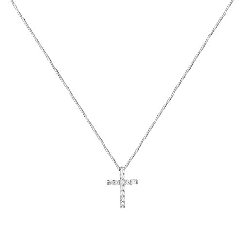 Small Cross Necklaces for Women Simulated Diamond Cross Pendant Dainty Necklace Cubic Zirconia Cross Necklace Silver