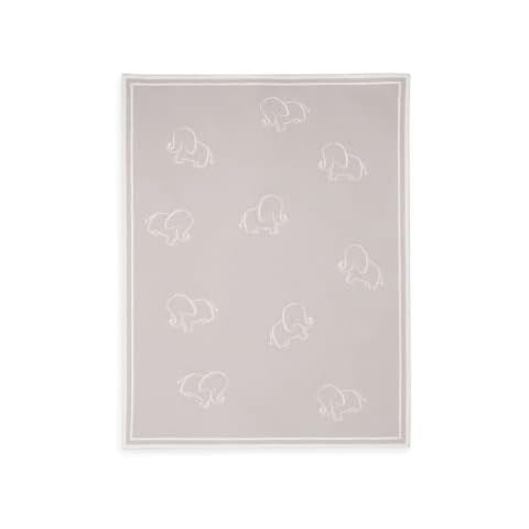 Elegant Baby Elephant Jacquard Print Cotton Knit Blanket Size 30" x 40" Cover