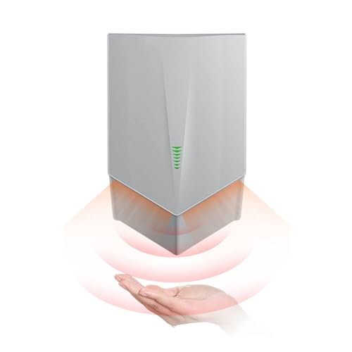 Asciugamani elettrico, 1200 W, sensore automatico da parete, per cucina, bagno e WC, asciuga le mani in 6-10 secondi, finitura argento