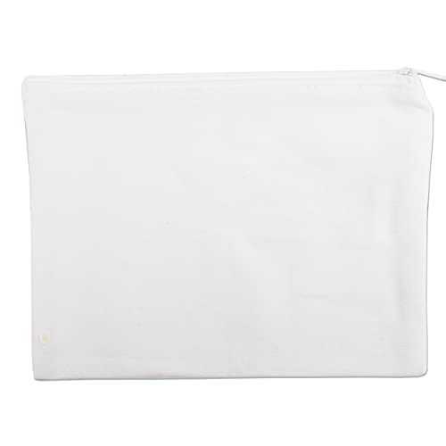Image of Threadart White Cotton Canvas Zipper Pencil Pouch 7x9.25 | Heavy-duty 100% cotton canvas zipper pouch - keeps pencils, makeup, tools & small essentials organized